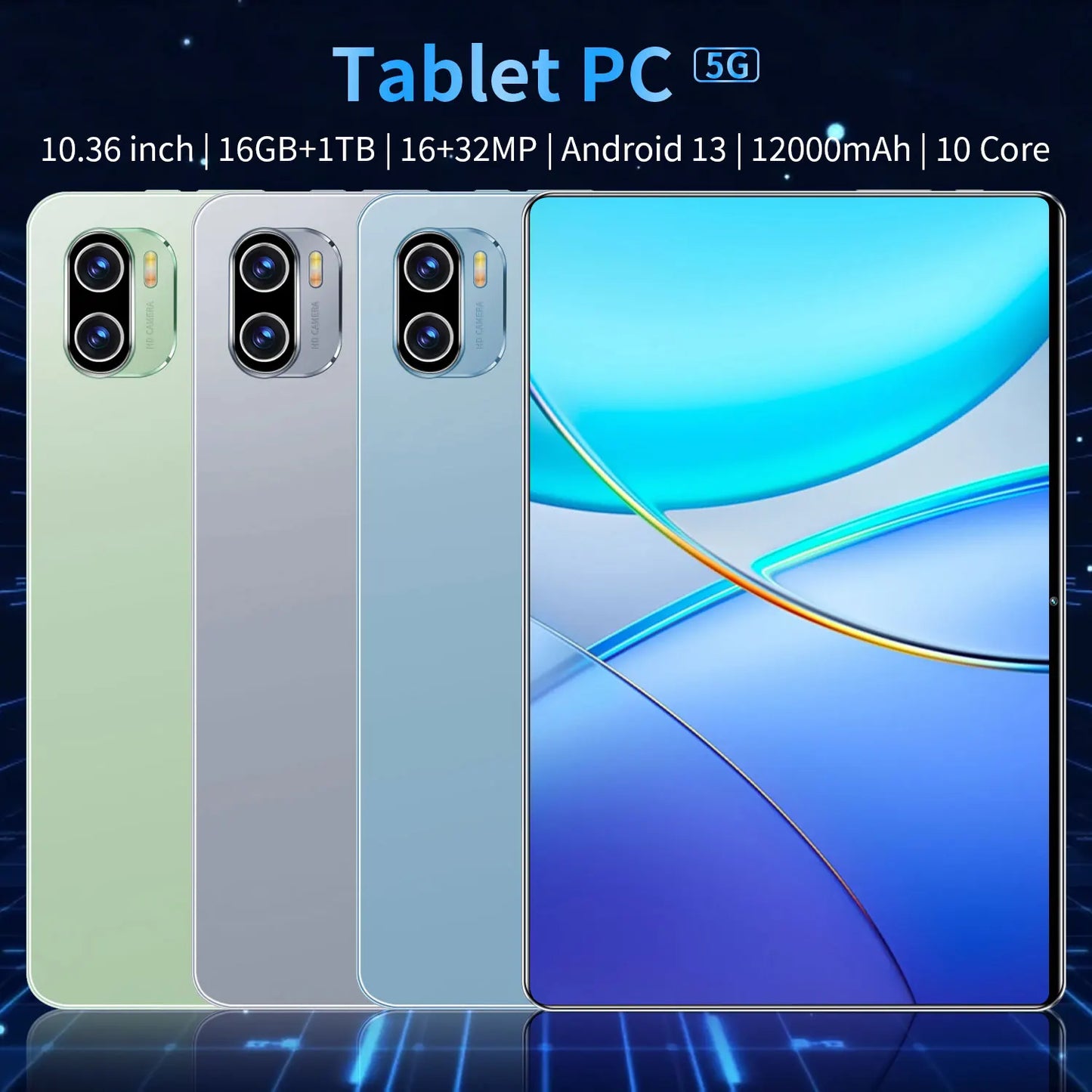 2025 New 10.36Inch Original Tablet 16GB Ram 1TB Rom Android13.0 Dual SIM 10 Core 12000mAh Bluetooth WIFI 5G Network Tablet PC