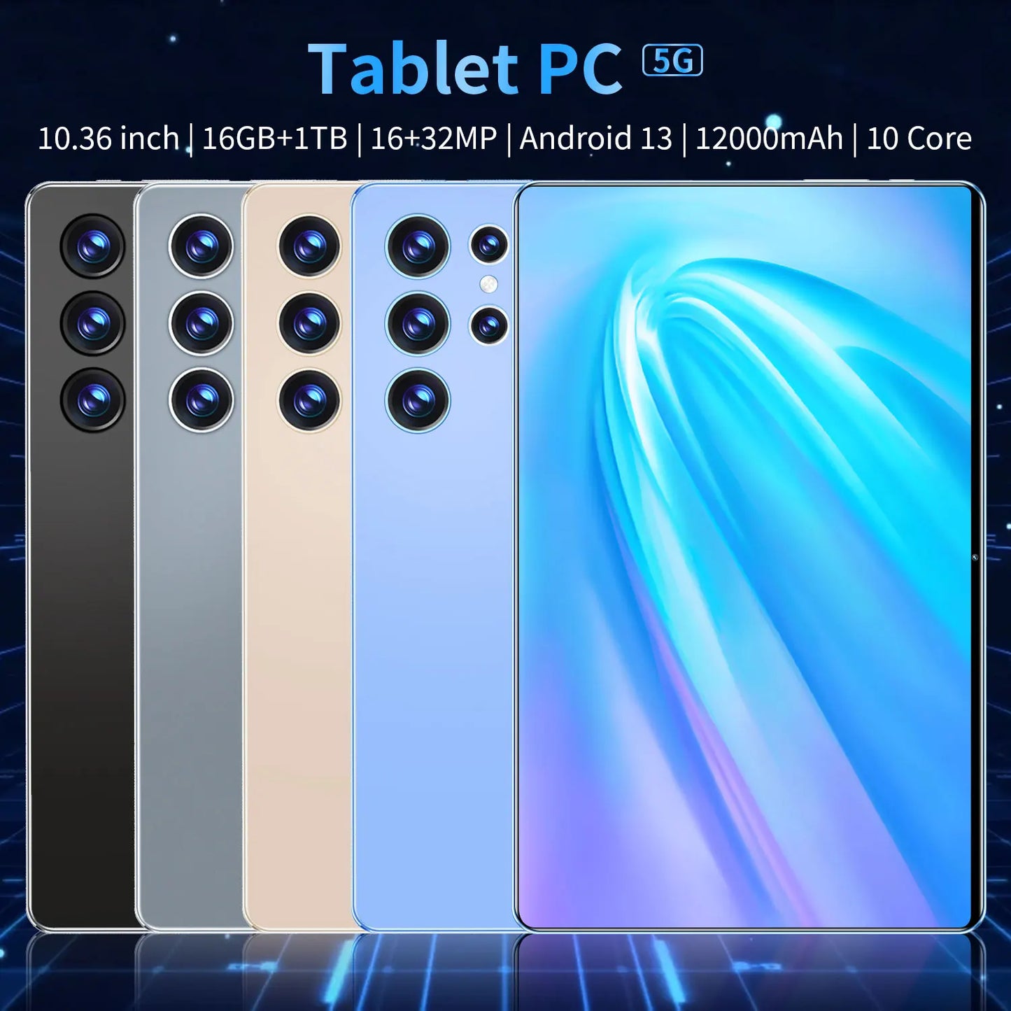 2025 New 10.36Inch Original Tablet 16GB Ram 1TB Rom Android13.0 Dual SIM 10 Core 12000mAh Bluetooth WIFI 5G Network Tablet PC
