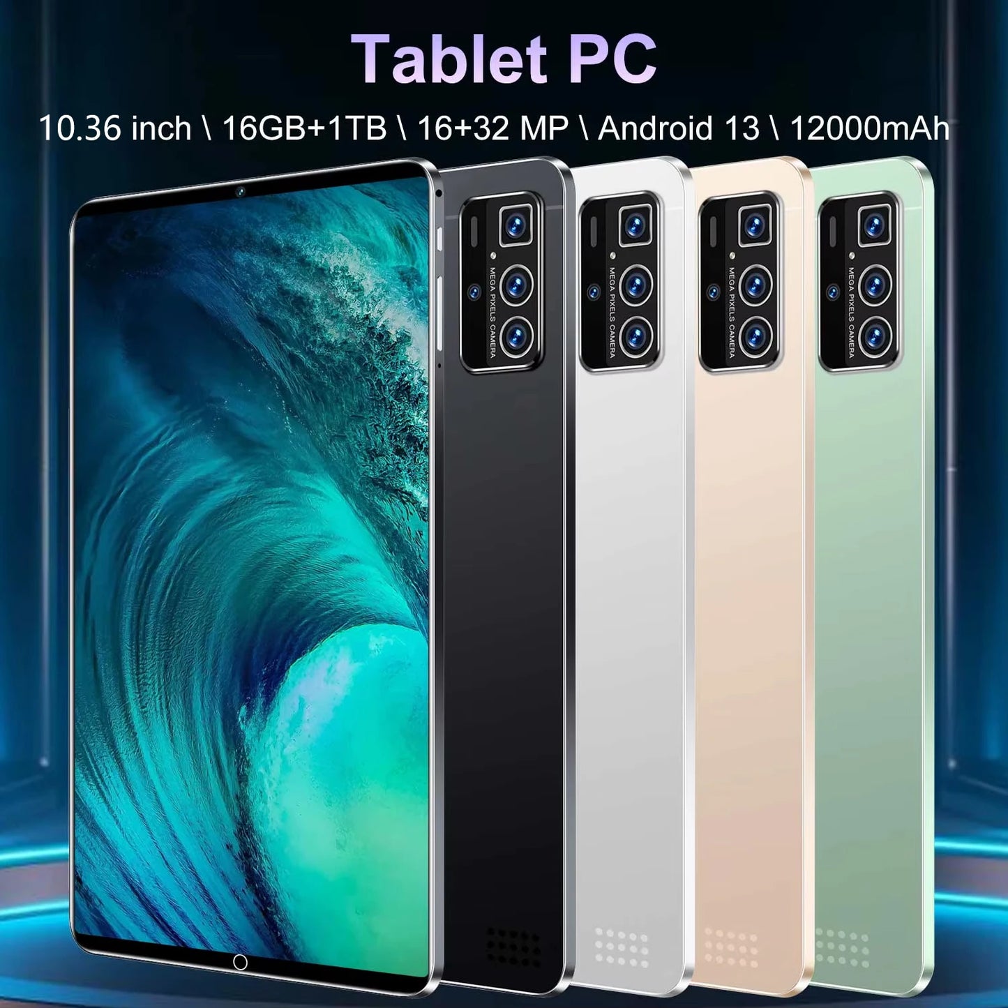 2025 New 5G Tablet 10.36Inch Android 13.0 Tablet MTK6797 16GB RAM 1TB ROM Tablet PC Dual Cameras Dual Sim Card Wifi Type-c