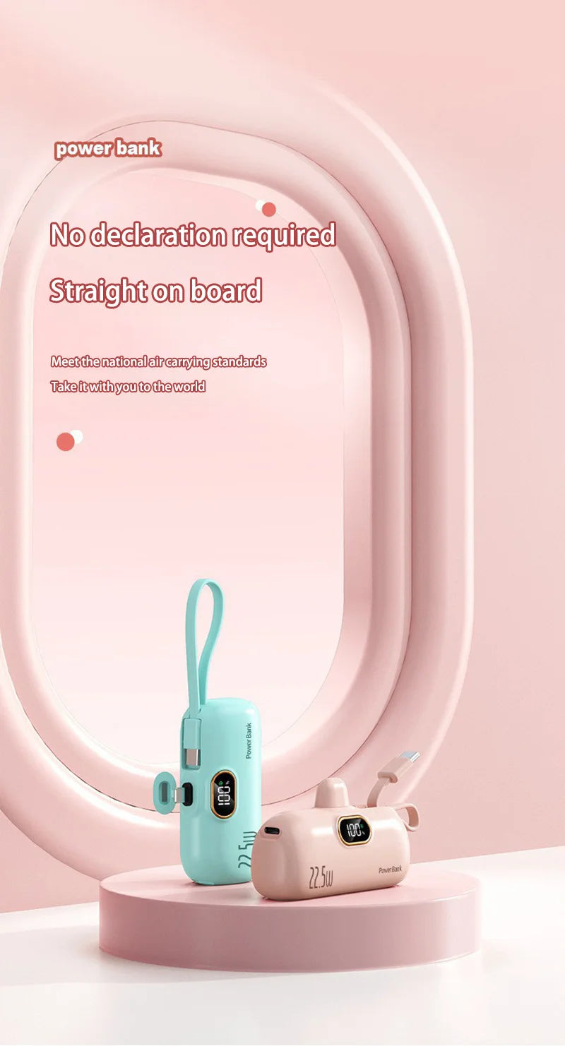 Xiaomi 30000mAh Mini Portable Power Bank Capsule Mobile Power Supply Emergency External Battery Fast Charger For Type-c iPhone
