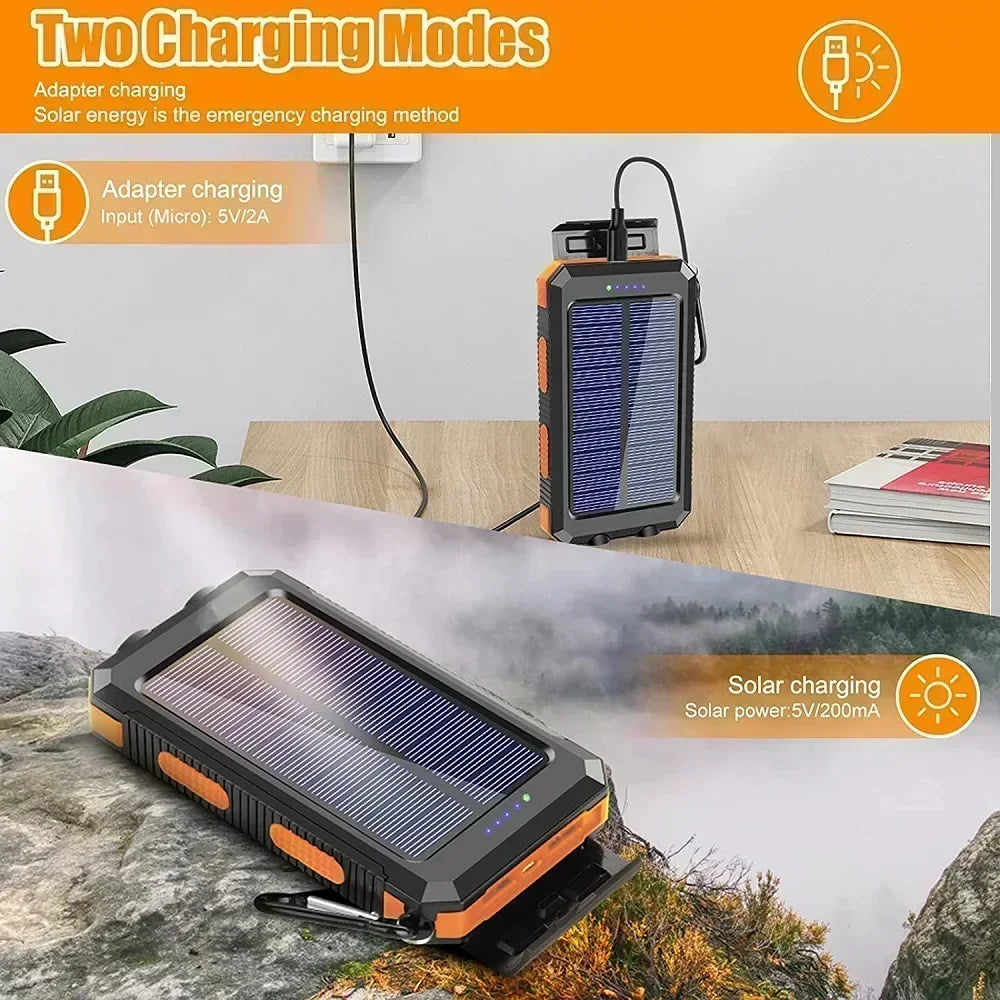 ONEPLUS 50000mAh Solar Power Bank Portable Charging Poverbank External Battery Charger Strong Light LDE Light for iphone Samsung