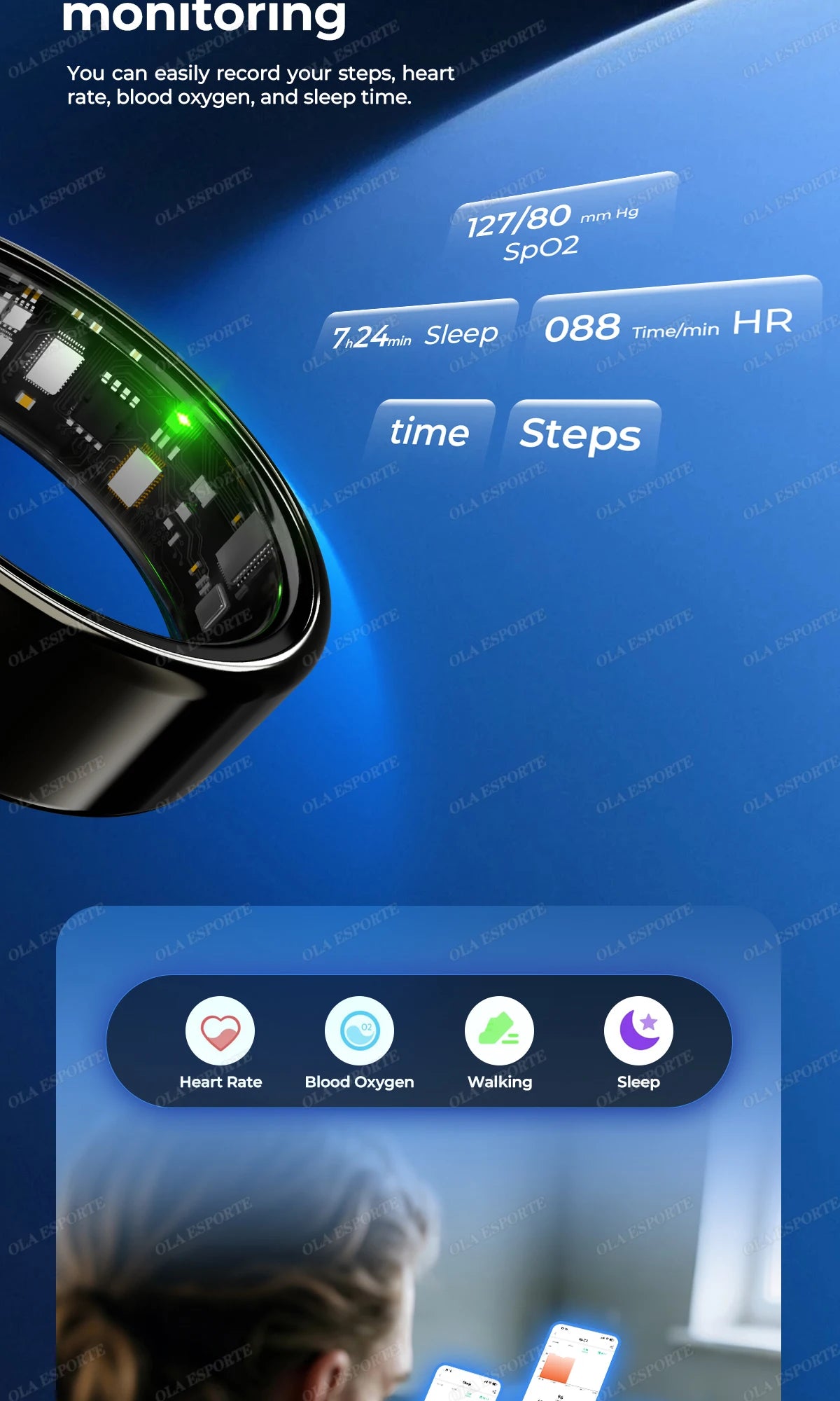 For Xiaomi Smart Ring Men Women Bluetooth Monitor Blood HeartRate Blood Oxygen Monitor Smartring MultiSport 5ATM Waterproof 2025
