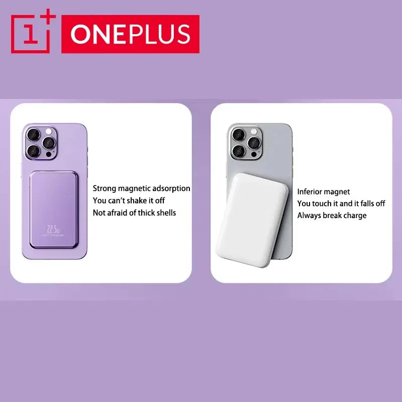 OnePlus 50000mAh Magnetic Power Bank Magnet Wireless Ultra Slim Fast Charge Auxiliary Battery Charging For IPhone Samsung Xiaomi