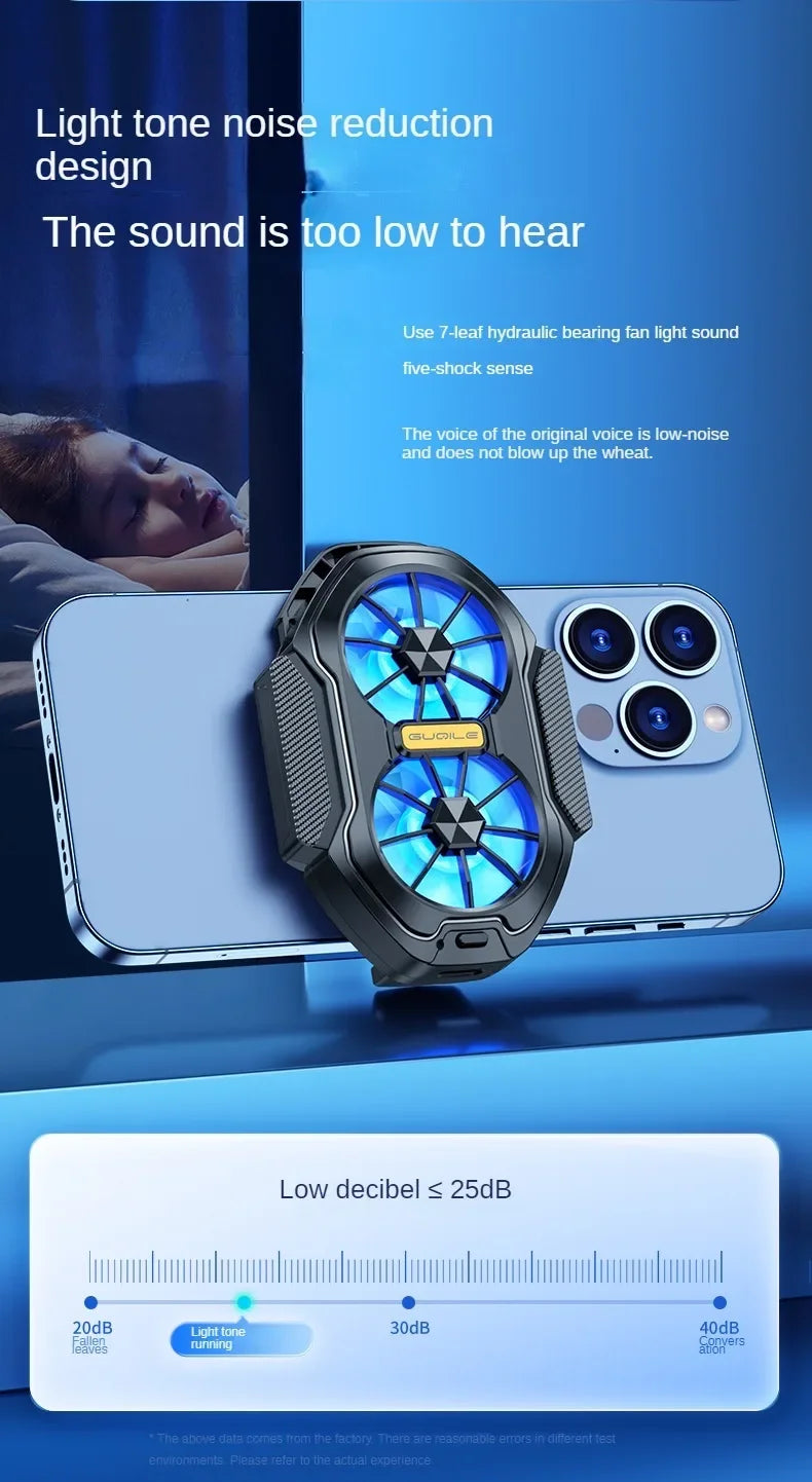 FS01 Dual Fan For Phone Ice Cooling Universal Rechargeable Mobile Phone Cooler, Long Lasting, Stronger Cooling, Air Cooling Fan