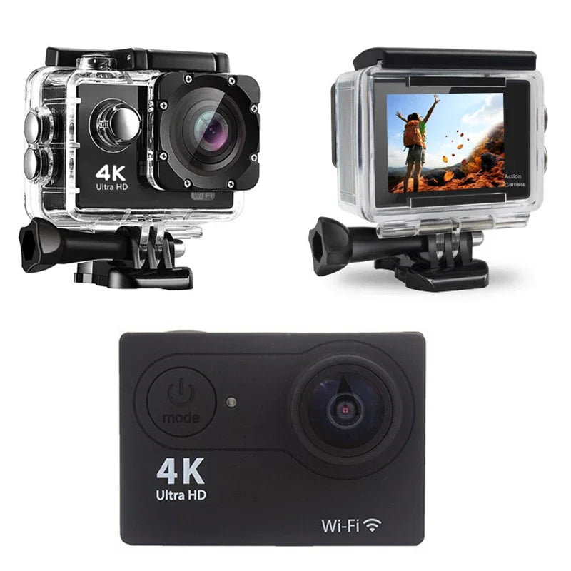 Helmet Video Recording Camera Sports Cameras Outdoor Cam 4K Action Camera 1080P/30FPS WiFi 2.0" 170D Underwater Waterproof