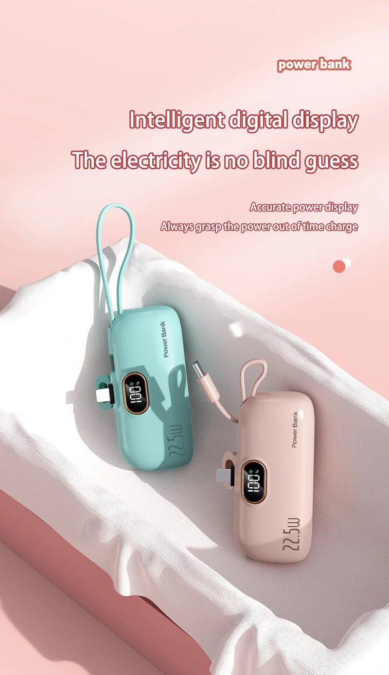 Xiaomi 30000mAh Mini Portable Power Bank Capsule Mobile Power Supply Emergency External Battery Fast Charger For Type-c iPhone