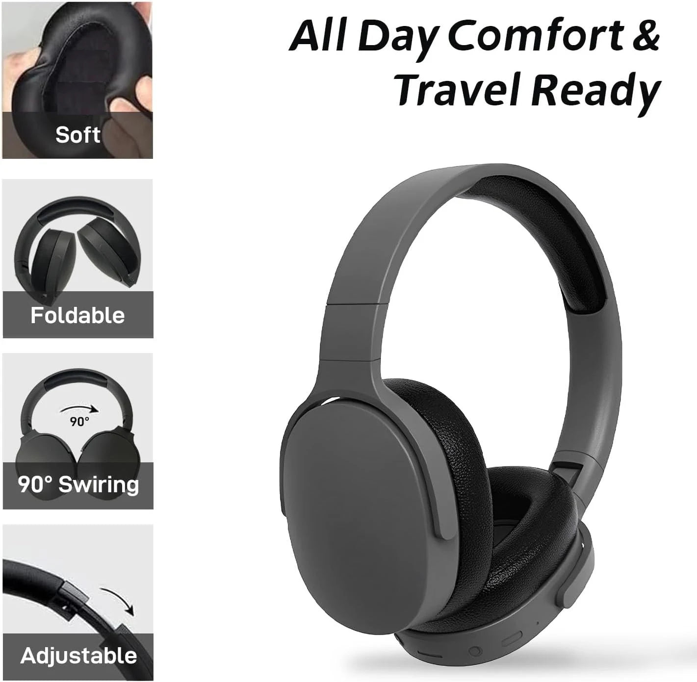 Kabelloser Bluetooth 5.3-Kopfhörer Over Ear Hifi-Stereo-Headset True Sports mit Kopfhörern TF/AUX-Musik-Player mit HD-Mikrofon