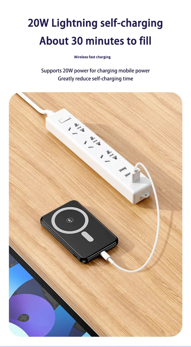OnePlus 50000mAh Magnetic Power Bank Magnet Wireless Ultra Slim Fast Charge Auxiliary Battery Charging For IPhone Samsung Xiaomi