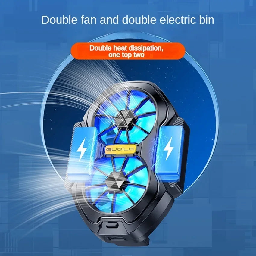 FS01 Dual Fan For Phone Ice Cooling Universal Rechargeable Mobile Phone Cooler, Long Lasting, Stronger Cooling, Air Cooling Fan