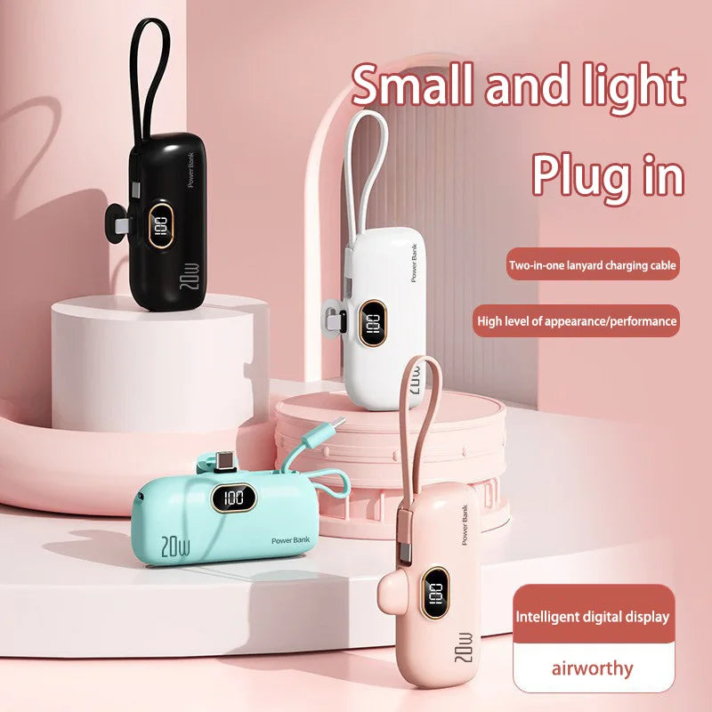 Xiaomi 30000mAh Mini Portable Power Bank Capsule Mobile Power Supply Emergency External Battery Fast Charger For Type-c iPhone