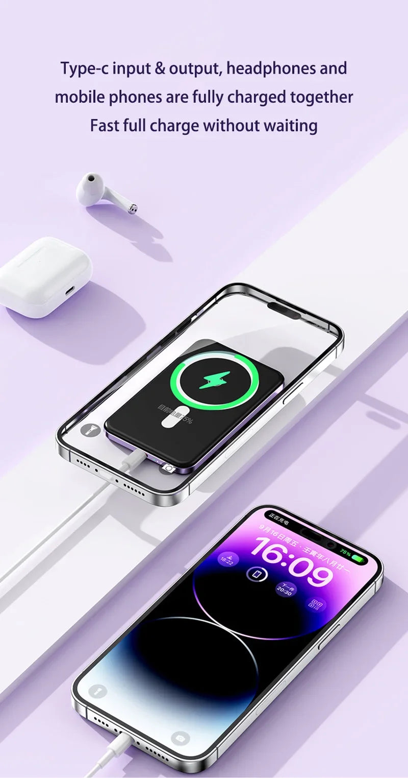 OnePlus 50000mAh Magnetic Power Bank Magnet Wireless Ultra Slim Fast Charge Auxiliary Battery Charging For IPhone Samsung Xiaomi
