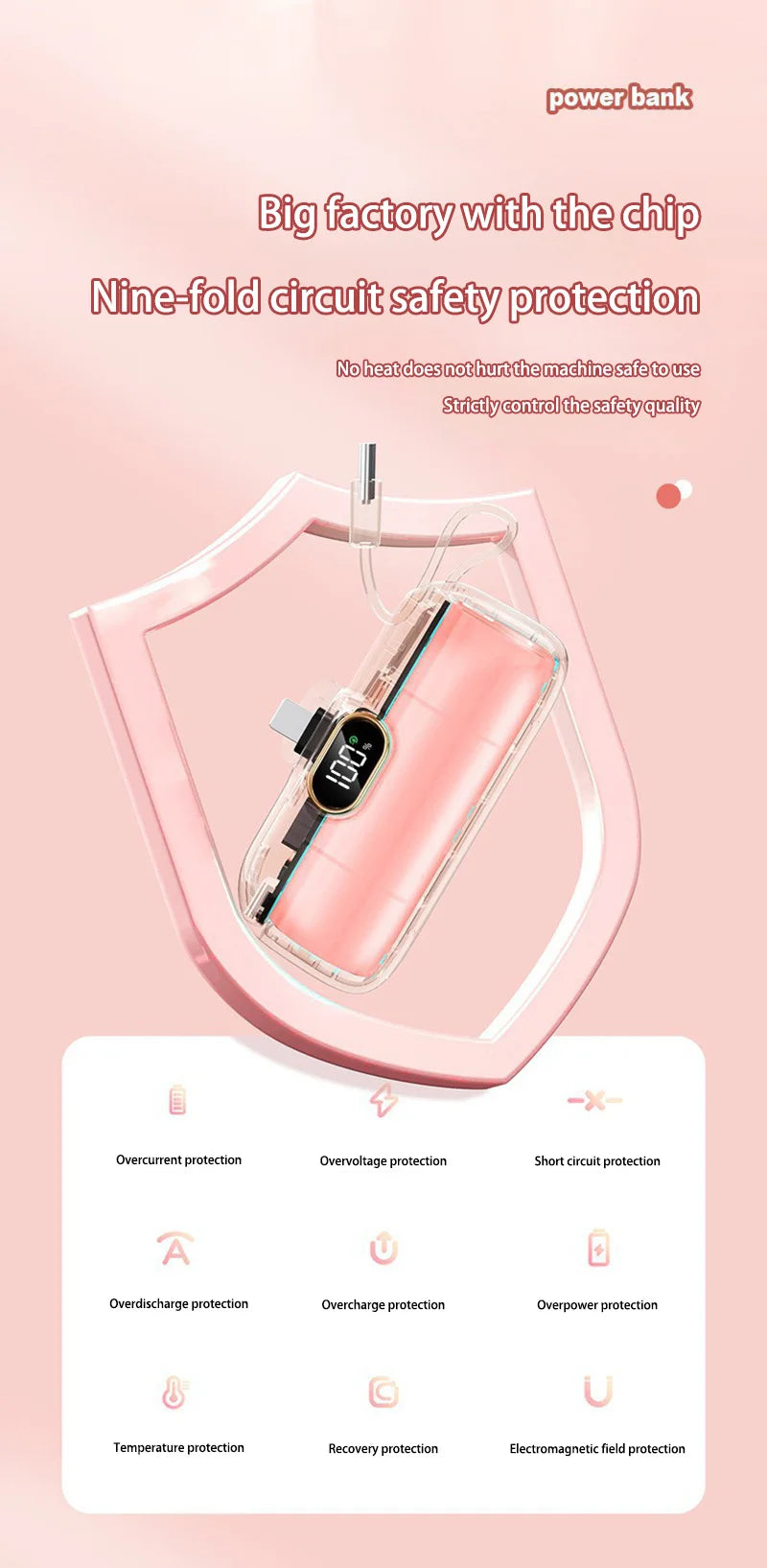 Xiaomi 30000mAh Mini Portable Power Bank Capsule Mobile Power Supply Emergency External Battery Fast Charger For Type-c iPhone