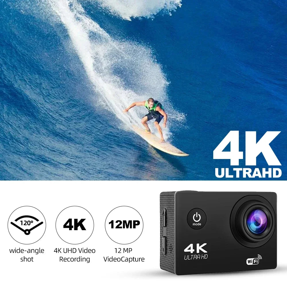Ultra HD 4K/30fps WiFi 2.0-inch 170D Waterproof Helmet Video Recording Cameras Sport Cam With Remote Control Action Camera