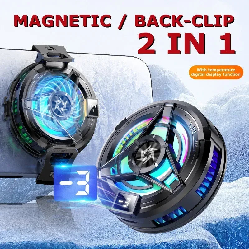 New SL17 Magnetic Display Phones Cooler Back-Clip 2 in 1 Game Cooler Semiconductor Fast Phone Cooling Fan for IOS Android Phone