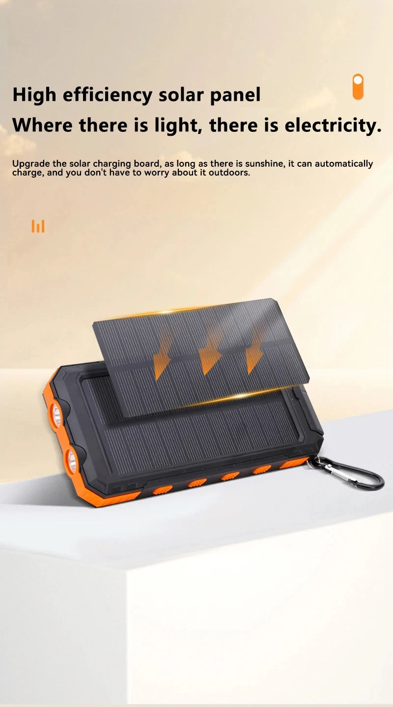 ONEPLUS 50000mAh Solar Power Bank Portable Charging Poverbank External Battery Charger Strong Light LDE Light for iphone Samsung