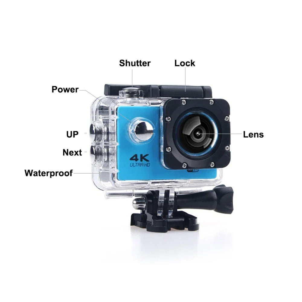Action Camera 4K WiFi 2.0-inch Screen Waterproof 170D Underwater sports video cameras for motorcycle helmet Outdoor Sport Cam