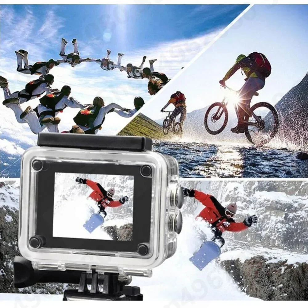 Action Camera 4K Ultra HD Waterproof 2.0-inch Screen WiFi Remote Control 30fps/170D Underwater Helmet Sports Go Video Camera Pro
