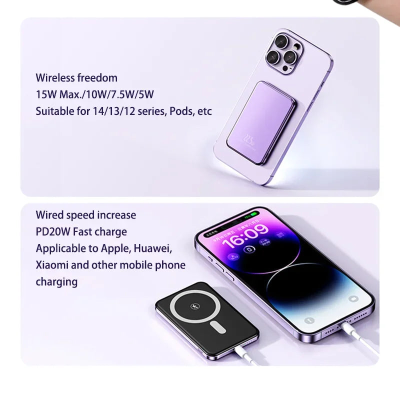 OnePlus 50000mAh Magnetic Power Bank Magnet Wireless Ultra Slim Fast Charge Auxiliary Battery Charging For IPhone Samsung Xiaomi