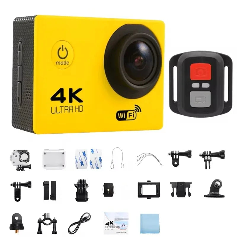 Helmet Video Recording Camera Sports Cameras Outdoor Cam 4K Action Camera 1080P/30FPS WiFi 2.0" 170D Underwater Waterproof