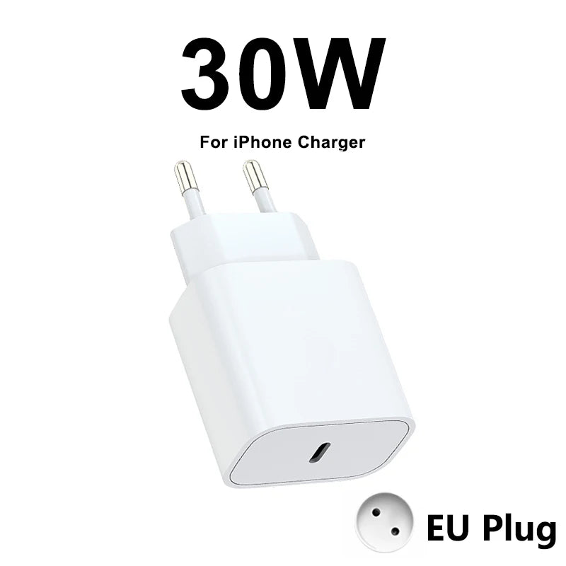 Original 30W Type C Quick Charger For iPhone 16 15 14 13 12 11 Pro Max Mini X XS XR Plus Magsafes Fast Charging Lightnings Cable