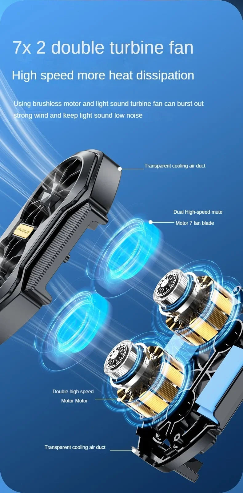 FS01 Dual Fan For Phone Ice Cooling Universal Rechargeable Mobile Phone Cooler, Long Lasting, Stronger Cooling, Air Cooling Fan