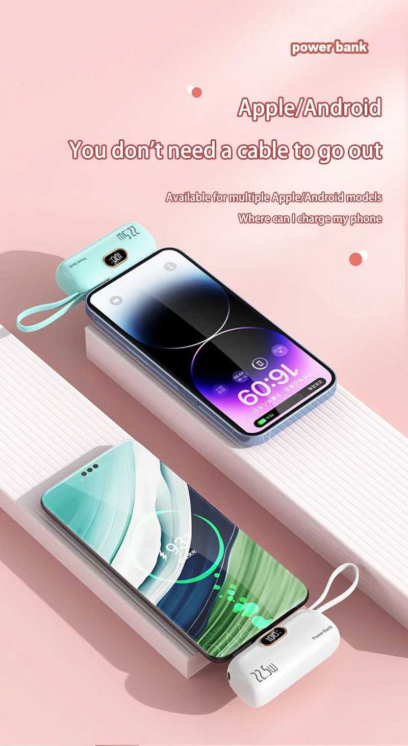Xiaomi 30000mAh Mini Portable Power Bank Capsule Mobile Power Supply Emergency External Battery Fast Charger For Type-c iPhone