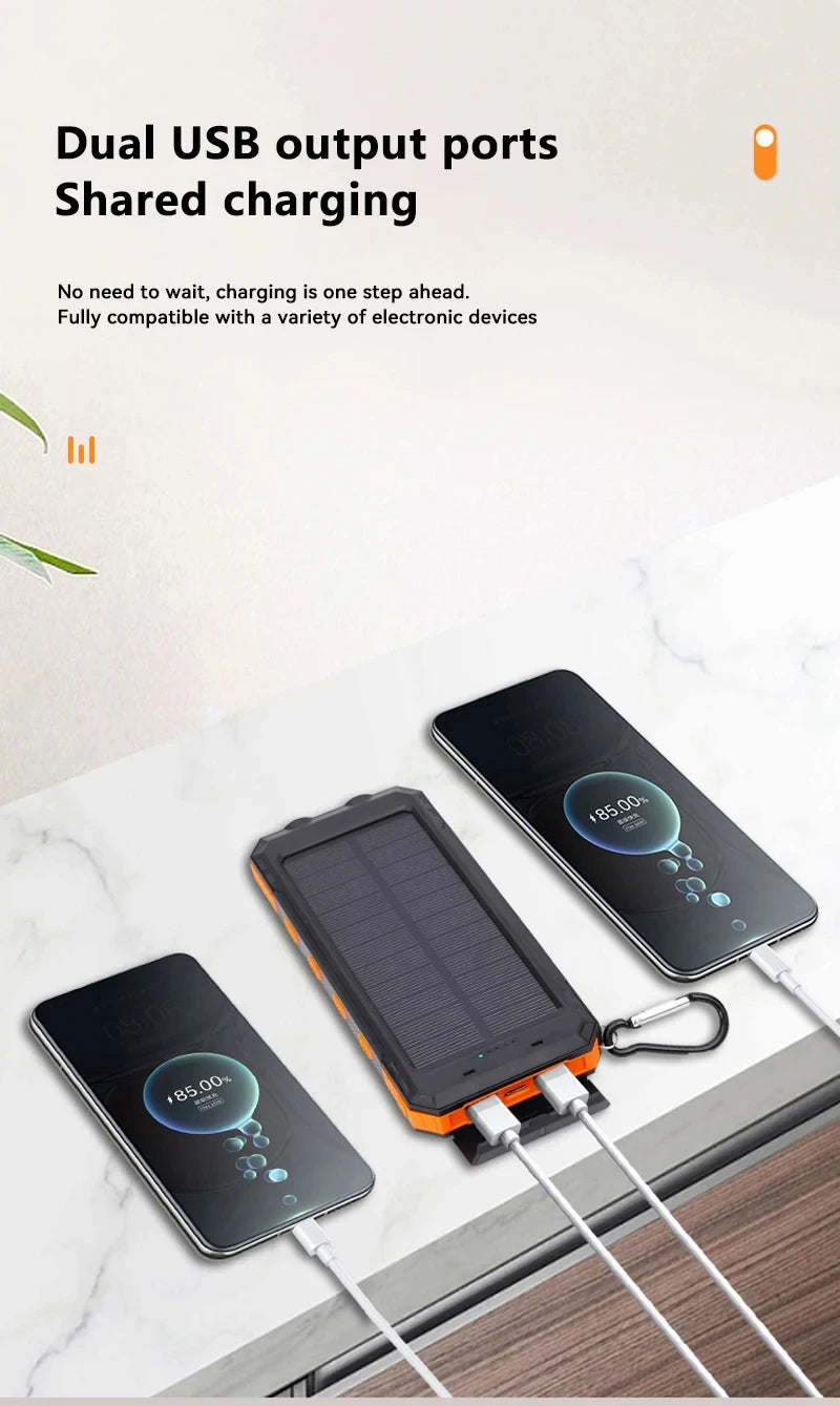 ONEPLUS 50000mAh Solar Power Bank Portable Charging Poverbank External Battery Charger Strong Light LDE Light for iphone Samsung