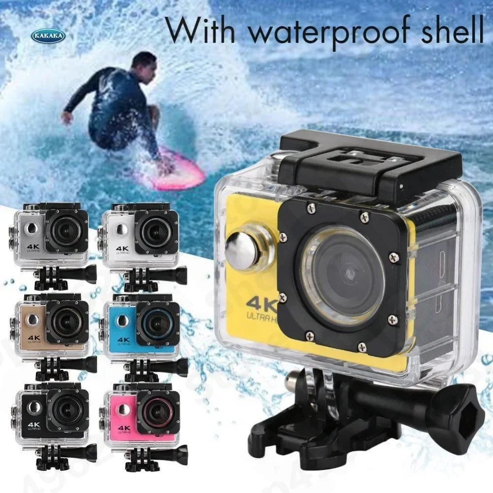Action Camera 4K Ultra HD Waterproof 2.0-inch Screen WiFi Remote Control 30fps/170D Underwater Helmet Sports Go Video Camera Pro