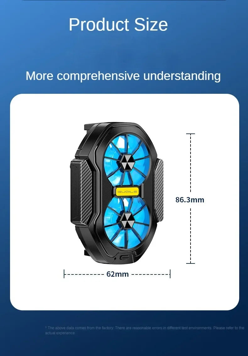 FS01 Dual Fan For Phone Ice Cooling Universal Rechargeable Mobile Phone Cooler, Long Lasting, Stronger Cooling, Air Cooling Fan