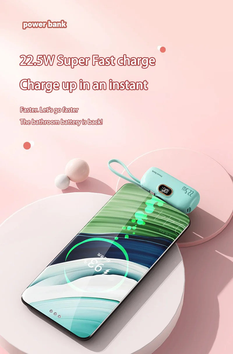 Xiaomi 30000mAh Mini Portable Power Bank Capsule Mobile Power Supply Emergency External Battery Fast Charger For Type-c iPhone