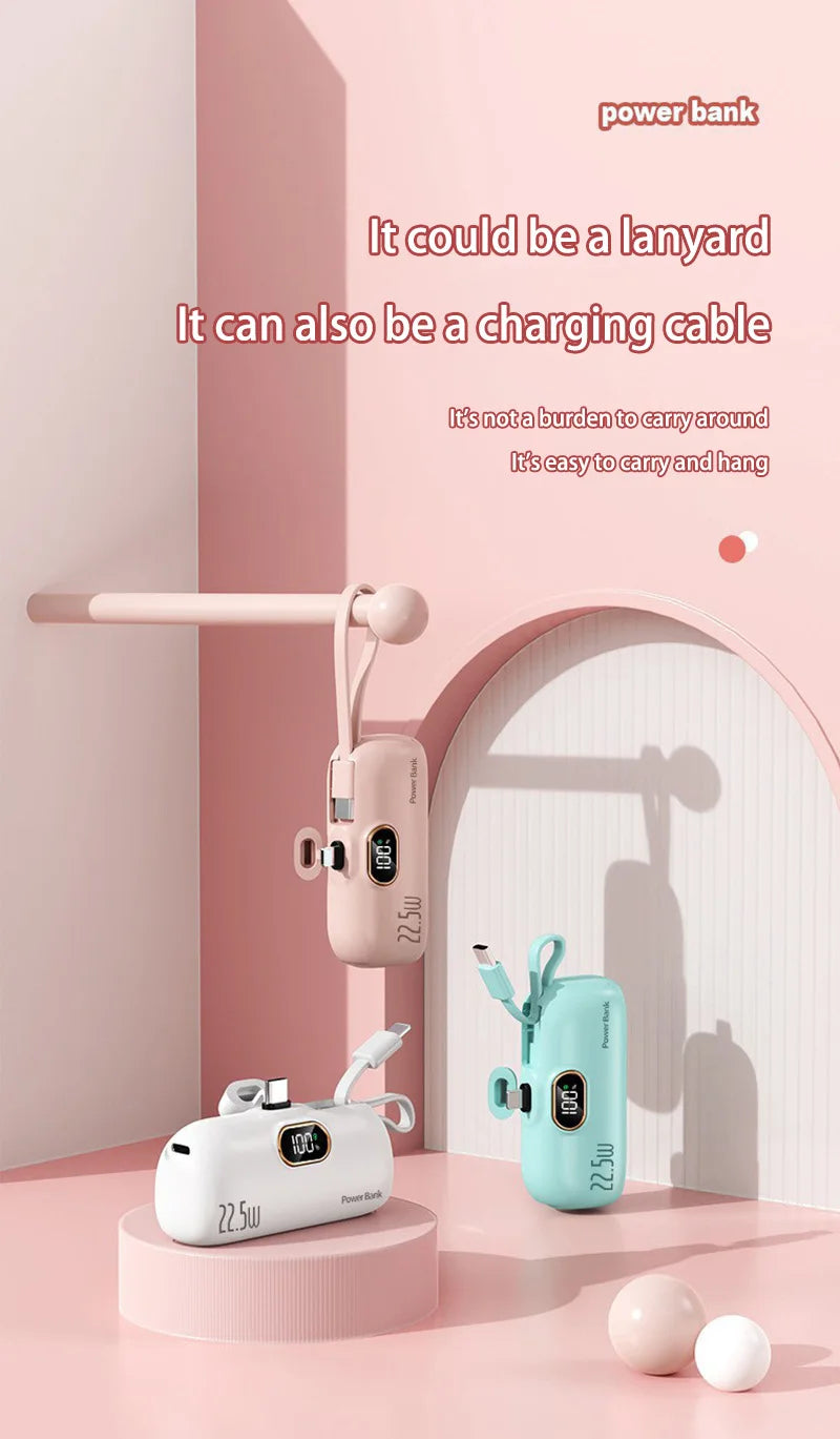 Xiaomi 30000mAh Mini Portable Power Bank Capsule Mobile Power Supply Emergency External Battery Fast Charger For Type-c iPhone