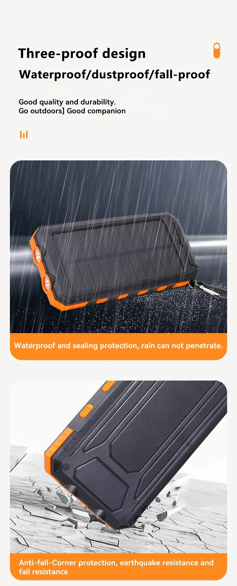 ONEPLUS 50000mAh Solar Power Bank Portable Charging Poverbank External Battery Charger Strong Light LDE Light for iphone Samsung