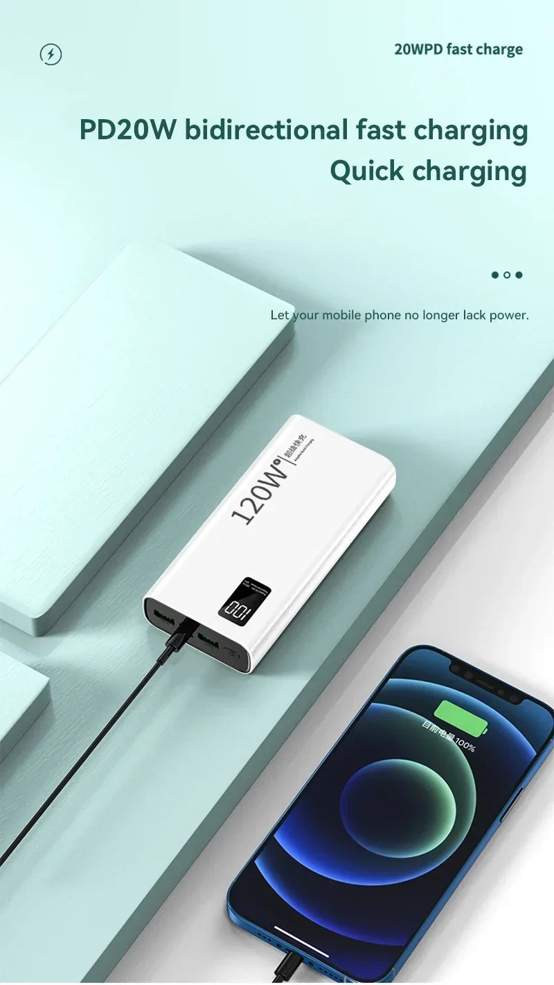 Oneplus 120W 50000mAh Power Bank High Capacity Fast Charging Powerbank Portable Battery Charger For Iphone Samsung Huawei Xiaomi