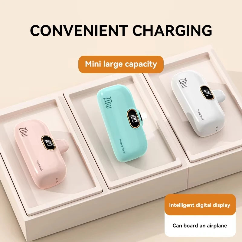 Xiaomi 30000mAh Mini Portable Power Bank Capsule Mobile Power Supply Emergency External Battery Fast Charger For Type-c iPhone