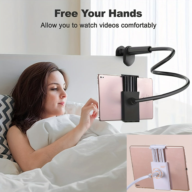 1pc Adjustable Bedside Phone & Tablet Holder - 360° Rotating, Secure Clamp Flexible Gooseneck Arm, Wall-Mountable, ABS Material, for Comfortable Viewing, Tablet Holder Stand