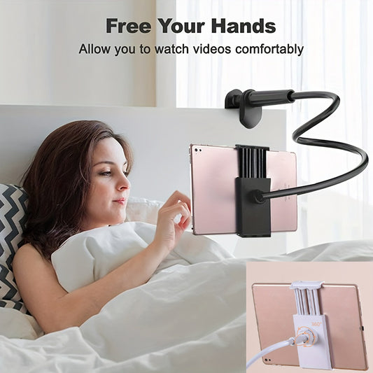 1pc Adjustable Bedside Phone & Tablet Holder - 360° Rotating, Secure Clamp Flexible Gooseneck Arm, Wall-Mountable, ABS Material, for Comfortable Viewing, Tablet Holder Stand