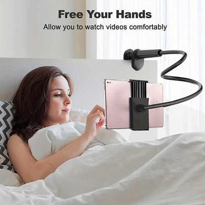 1pc Adjustable Bedside Phone & Tablet Holder - 360° Rotating, Secure Clamp Flexible Gooseneck Arm, Wall-Mountable, ABS Material, for Comfortable Viewing, Tablet Holder Stand