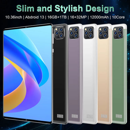 2025 5G Tablet Android 13.0 Brand New 10.36 inch 16GB RAM 1TB ROM Tablet 16MP 32MP 12000mAh 10Core WIFI Bluetooth Network Tablet