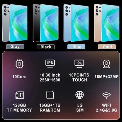 2025 New 5G Global Version Tablet 16GB RAM 1TB ROM 10.36 Inch tablet Android 13.0 Pad 10 CoreTablet PC Dual Wifi Dual SIM Card