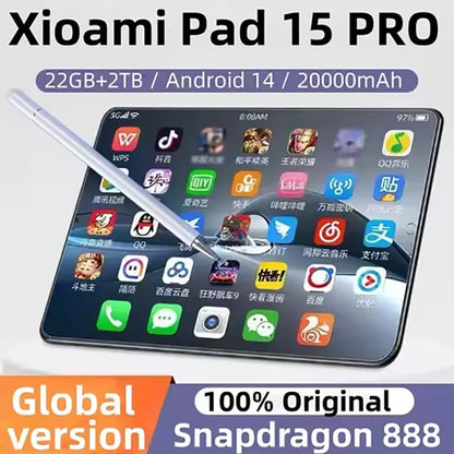 2025 Original Pad 15 Pro Tablet Android14 Snapdragon888 11Inch HD 16GB+1TB 20000mAh 5G Dual SIM Bluetooth WiFi GPS Tablet