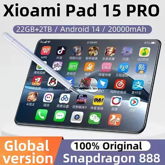 2025 Original Pad 15 Pro Tablet Android14 Snapdragon888 11Inch HD 16GB+1TB 20000mAh 5G Dual SIM Bluetooth WiFi GPS Tablet