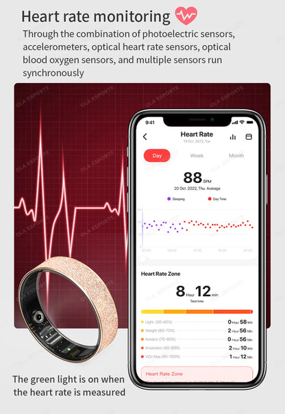 New Smart Ring with Charging Case for men women,Health and Sleep Monitor,iP68 & 5ATM Waterproof,Multi-sport Mode,For Android ios