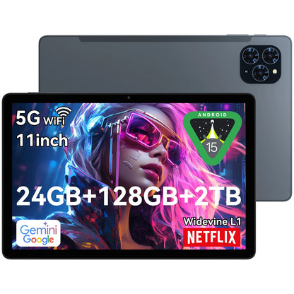 TABWEE T90 Android 15 11'' Tablet PC with Keyboard, Gemini AI, 8+16GB RAM 128GB ROM, T615 Octa Core, 8000mAh Battery Widevine L1
