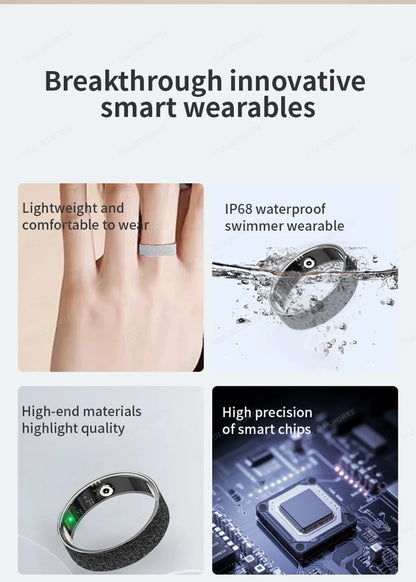 New Smart Ring with Charging Case for men women,Health and Sleep Monitor,iP68 & 5ATM Waterproof,Multi-sport Mode,For Android ios