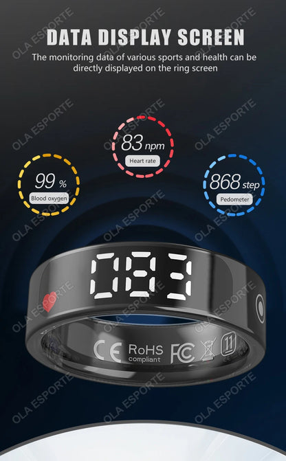 Smart Ring For Xiaomi Samsung Ring with Display Screen Gesture Swipe Tiktok Video Health Monitor IP68 &5ATM Waterproof Smartring