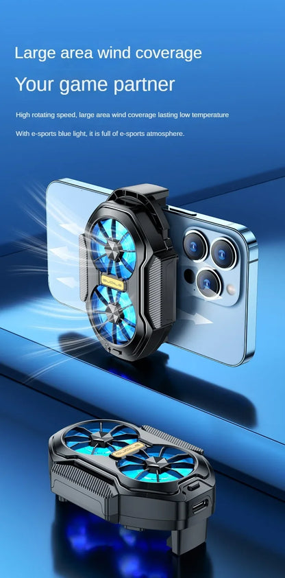 FS01 Dual Fan For Phone Ice Cooling Universal Rechargeable Mobile Phone Cooler, Long Lasting, Stronger Cooling, Air Cooling Fan