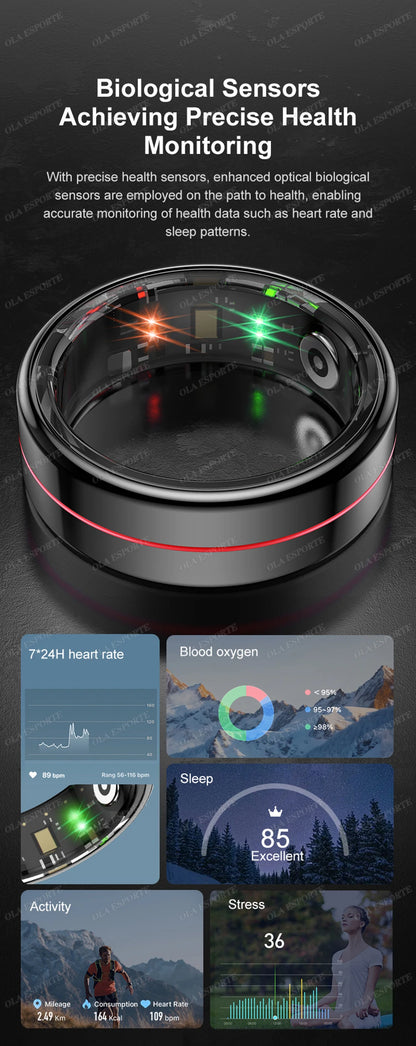 For Xiaomi Smart Ring Blood Pressure Heart Rate Monitoring Smartring IP68 & 5ATM Waterproof Multi-sport Mode Smartring Man Women