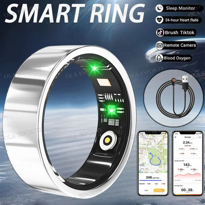2025 New For Xiaomi Men Smart Ring Women, Heart Rate and Blood Oxygen Monitor Smartring IP68 & 5ATM Waterproof, Multi-sport Mode