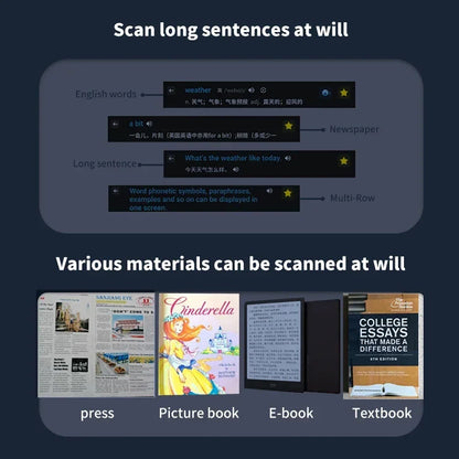 Smart Scanning Dictionary Pen Portable Scan Reader Text Dictionary Voice Translation Pen WiFi/Offline Language Translator Device