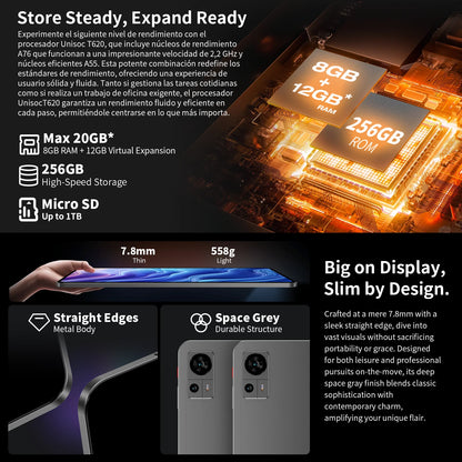Teclast T60 Android 14 Tablet 12" 2K 90Hz Display, UNISOC T620, Max 20GB RAM, 256GB ROM, 8000mAh, 18W Fast Charge, 4G LTE, GPS